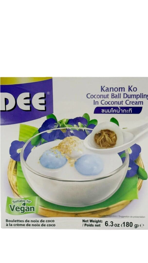 Coconut ball dumplings in creamy coconut sauce.